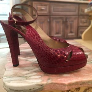 Stuart Weitzman Red Alligator stamped Platforms
